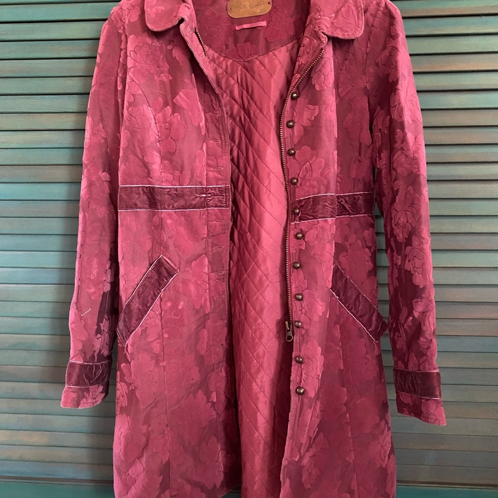 Free People Elegant Pink Floral Women's Coat